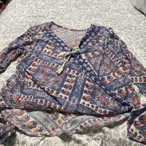 floral wrap top long sleeve